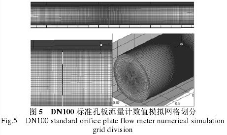 DN100標(biāo)準(zhǔn)孔板流量計(jì)數(shù)值模擬網(wǎng)格劃分圖