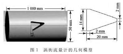 渦街流量計(jì)的幾何模型圖示